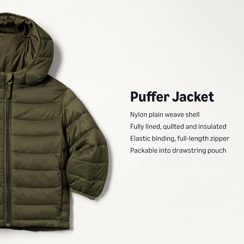 Image of Amazon Essentials Boys and Toddlers' Lightweight Water-Resistant Packable Hooded Insulated Puffer Jacket