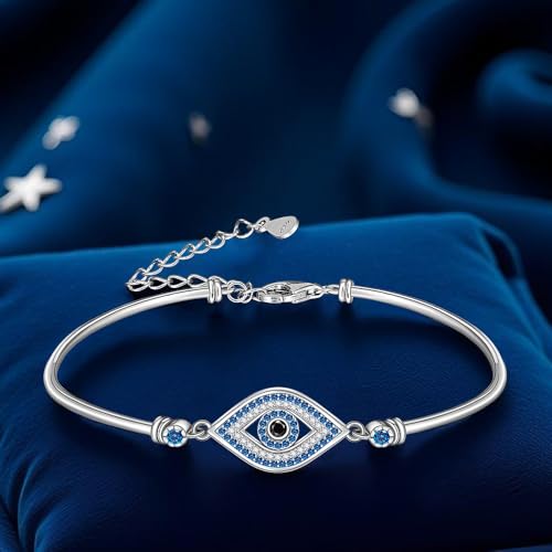 Evil Eye Bracelets Blue Evil Eye Bracelet for Women Sterling Silver 925 Turkish Greek Jewelry for Protection Bangle2