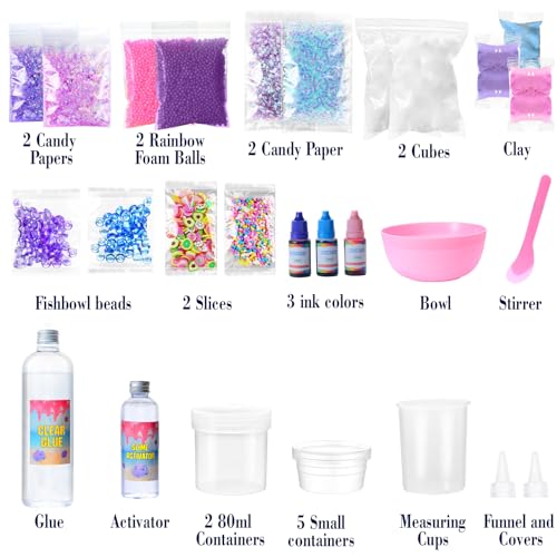 Inksbui TZ-DJSS Slime Kit Confetti Slime, Glimmer Crunchy Slime, Foam Slime, Jelly Cubes Slime, Stress Relief Toys, Party Favors For Kids thumb #5