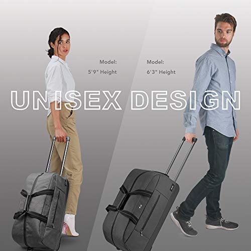 Solo New York Avenue C Rolling 24 Inch Duffel Bag with Removable Shoulder Strap, 49L Capacity, Grey, One Size