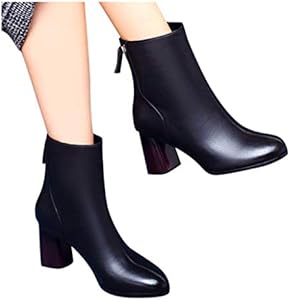 Microvezel Fashion Vierkante Toe Blok Heel Rits Lage Hak met 3,5 cm