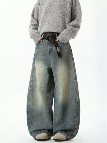 Men's Wide-Leg Denim Pants Baggy Vintage Jeans2