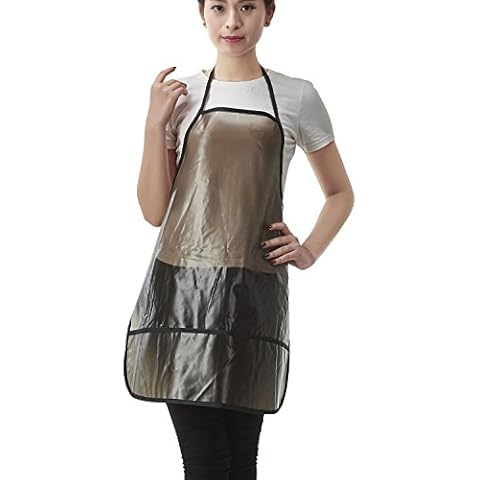 Colorfulife Professional Salon Apron Hair Stylist Hairdressing Dyeing Wrap Cape, Adjustable Transparent Barber Aprons with 2 Pocket (Transparent Grey) Cover