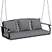 Outsunny Hängebank, 3-Sitzer Schaukelbank mit 3 Rückenkissen, Gartenschaukel aus Stahl zum Aufhängen, bis 360 kg Belastbar, für Balkon, Terrasse, Grau, 154 x 66 x 51 cm