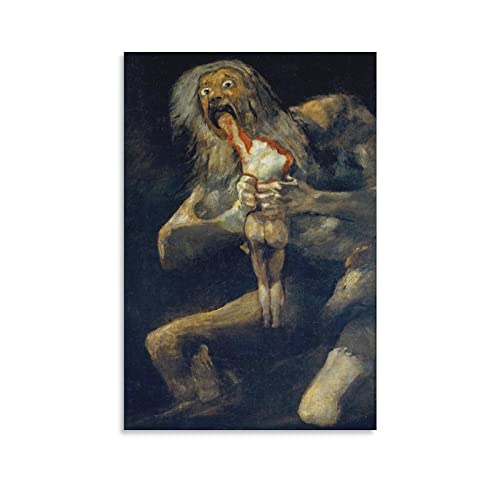 TEXPACK Póster artístico de pared de Francisco Goya Saturn Devorando a su hijo de Court Painters Francisco Goya Saturn Devorando a su hijo, lienzo de pergamino, cuadro de pintura para sala de estar,
