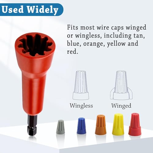 Image of 4 PCS Wire Connector Twister for Drill, Fast Wire Twisting Tool with 1 /4 inch Chuck, Spin Twist Connector Socket Driver, Wire Nut Driver Attachment for Electricians and DIY Wiring