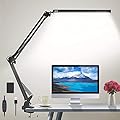 HaFundy LED Desk Lamp for Home,Office,Reading,Adjustable Eye-Caring Desk Light with Clamp,Swing Arm Lamp Includes 3 Color Modes,10 Brightness Levels Table Lamps with Memory Function