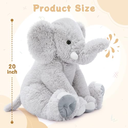 MorisMos Elefant Kuscheltier XXL,50cm groß Elefant Plüschtier Stofftier, Grau riesen Plüschelefant,Geburtstag Weihnachten Geschenk für Kinder Baby Mädchen Jungen