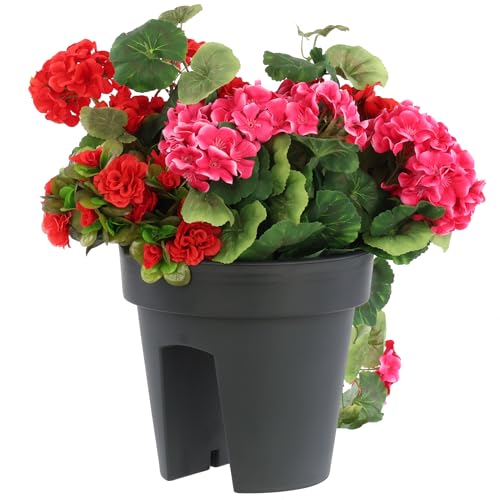 botle Balkonkiste Blumenkasten Geländerkasten Balkonkasten Geländertopf 24,5 cm | 5 L anthrazit Balkon-Blumenkasten oval