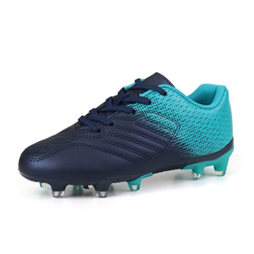 brooman Kids Soccer Cleats Boys Girls Athletic Outdoor Football Shoes (2,Navy Blue)