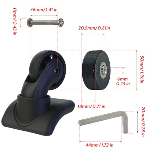 Replacement Luggage Wheels 50x18mm Suitcase Wheels Repair Repair Set Wear-Resistant Trolley Casters for Trolley Bag, Inline Skate and Caster Board ﻿2