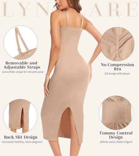 Slip Dress for Women Full Slip for Under Dresses Shapewear Tummy Control Long Slip with Back Slit2