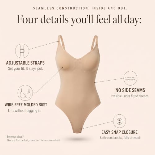 Image of herslims Tummy Control Bodysuit for Women, Seamless Sculpting Shapewear