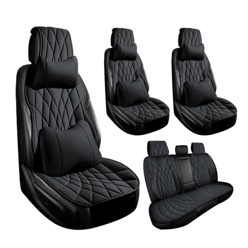 に適用ホンダシビックFL系 FL1 FL4 車用シートカバー ナッパレザー 肌に優しい 通気性 耐久性 耐摩耗性 四季通用 シリコン粒子底布で確実に防滑 耐磨耗 座席保護(黒,枕付き)