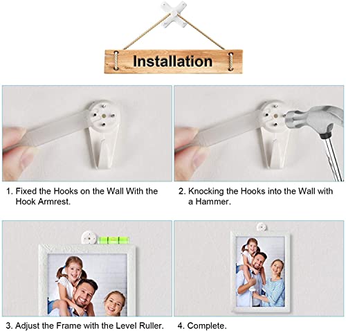 Image of Picture Hangers Ceiling Hooks Professional Photo Frame Hooks Kit with Nails for Hanging Plants Mugs Wind Chimes Utensils White 50PCS