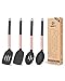 4 Stück Silikon-Kochutensilien-Set, antihaftbeschichtet, groß, solide Spatel, hitzebeständig, schwarze Schlitzlöffel, ideal BPA-freie Küchenwender zum Braten, Mischen, Servieren, Abtropfen MI 4 günstig Kaufen-4 Stück Silikon-Kochutensilien-Set, antihaftbeschichtet, groß, solide Spatel, hitzebeständig, schwarze Schlitzlöffel, ideal BPA-freie Küchenwender zum Braten, Mischen, Servieren, Abtropfen