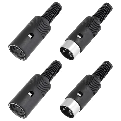 Adaptador DIN 4 pines macho y hembra 2 pares plástico negro miniatura 1
