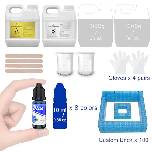 Silicone Mold Making Kit - .5 Gallon Translucent Liquid Silicone Rubber 15A with Pigment, Bricks - Fast Cured 1:1 Ratio Silicone Casting for Making Resin Molds, with Instructions
