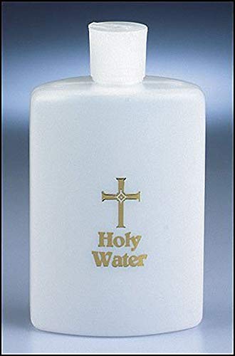 Needzo Religious Gifts Large 8oz Frosted White Gold Cross Catholic Christian Holy Water Bottle