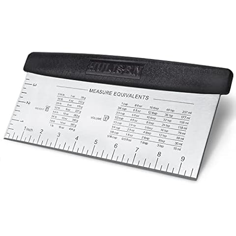 HULISEN Large Bench Scraper for Baking, 10 inch Dough Pastry Scraper with Measuring Scale, Stainless Steel Cake Scraper, Pizza Cutter, Food Chopper, Bread Separator Knife Cover
