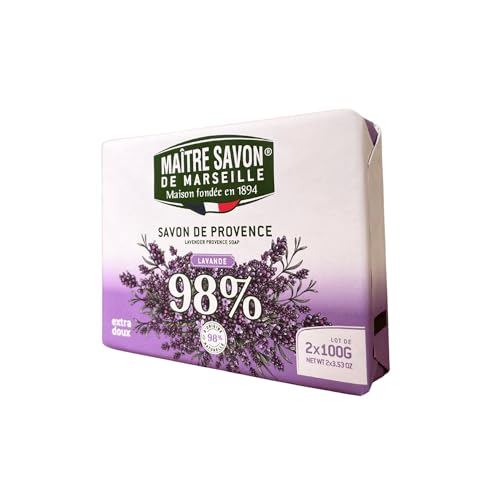 Maître Savon de Marseille - Provence-Seife Lavendel – Extra Mild – 2x100g – 99% Natürliche Inhaltsstoffe – Hände & Körper