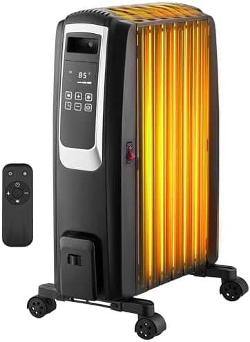 Oil Filled Radiator Heater, Electric Radiant Heaters for Indoor Use Large Room, Portable Space Heater with ECO Mode, Quiet Heating with Remote Control, 24H Timer, Tip-over & Overheat Protection Oil Filled Radiator Heater, Electric Radiant Heaters for Indoor Use Large Room, Portable Space Heater with ECO Mode, Quiet Heating with Remote Control, 24H Timer, Tip-over & Overheat Protection