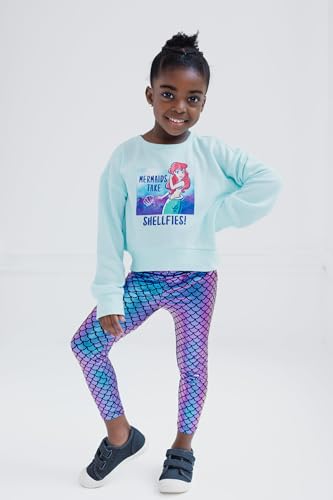 Image of Disney Minnie Mouse Frozen Princess Girls Fleece Sweatshirt & Iridescent Leggings Set Toddler to Big Kid Sizes (2T - 14-16)