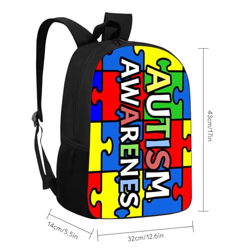Autism Awareness Backpacks Colorful Puzzles School Bags Travel Backpacks Laptop School Bookbags Lightweight 17 inch Large Daypack Rucksack for Women Men Teens Kids3