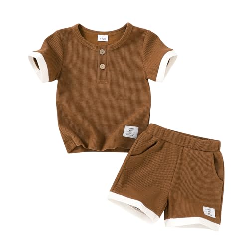 Image of Happy Town Toddler Boy Clothes Baby Summer Outfit Casual T-Shirt and Shorts Set 2 Piece Infant Clothing