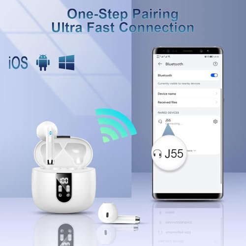 Wasart-Auriculares-Inalambricos-Auriculares-Bluetooth-53-con-ENC-Cancelacion-de-Ruido-y-4-HD-Mic-30H-Control-Tactil-Wireless-Earbuds-con-LED-Pantalla-IP7-Impermeable-Cascos-Inalambricos-Deportivos