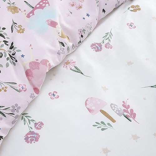 Happy Linen Company Girls Boys Kids Enchanted Forest Unicorn Pink Single Reversible Soft Easy Care Bed Linen Duvet Cover Quilt Bedding Set With Pillow Case