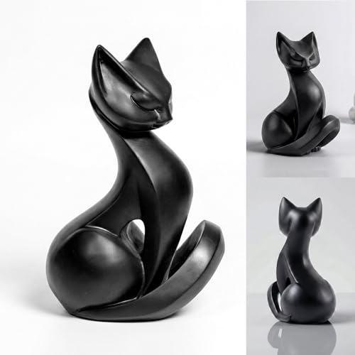 Estatua de Gato Negro de Resina para Decoración Moderna miniatura 1