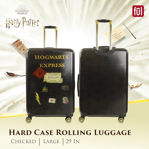 FUL Harry Potter Rolling Luggage, Hogwarts Express Hardshell Suitcase with Spinner Wheels, Black, 29 Inch2