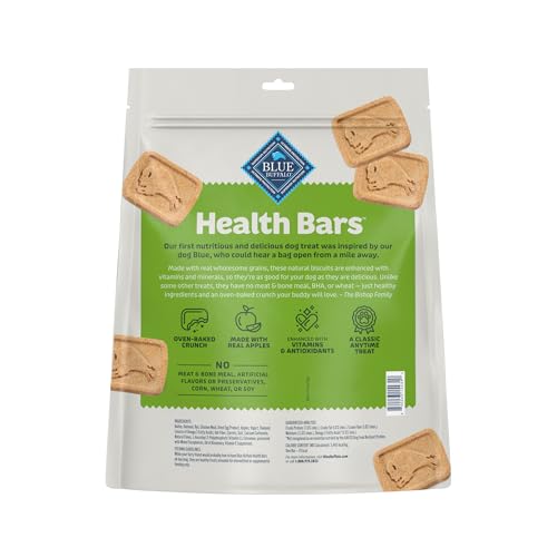 Image of Blue Buffalo Health Bars Apples & Yogurt Mini Dog Biscuits, 32 oz | Smaller Bite, Same Crunch, Oven-Baked, No Chicken By-Product, Corn, Wheat, or Soy
