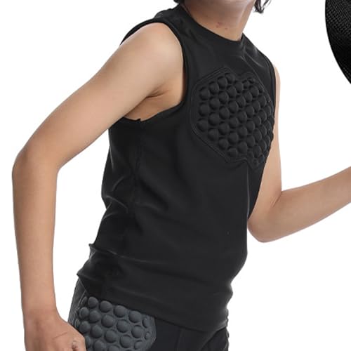 Yeahdor Kids Boys Goalkeeper Soccer Jersey Padded Baseball Chest Protector Shirt Protective Tank Tops Vest Black 4-7 Years4