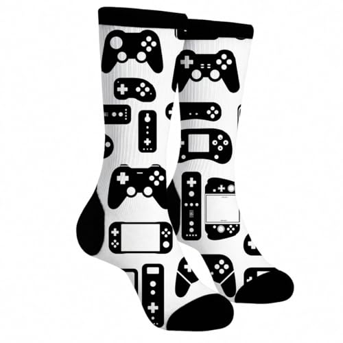 bassyil Video Game Controller Socks Novelty Crew Socks Casual Crazy Dress Socks For Women Men
