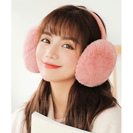 Image of Girl Winter Earmuffs Outdoor Wear Soft Faux Fur Plush Ear Warmer Minnie Design Windproof Woolen Warm Ear Muff Men & Women (Freesize)