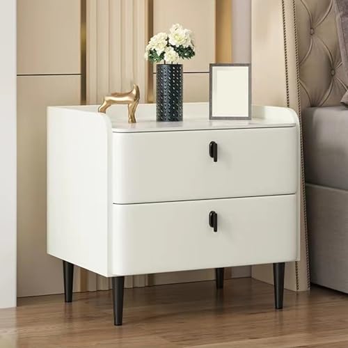 Table de chevet à assembler facile avec double tiroir de rangement blanc lait - 2