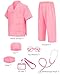 ICECUTE Doctor Scrubs for Kids,7 Pcs Scrubs Costume with Accessories,Halloween Costume for Boy Girls,3-11 Years (Pink, 10-11Years)