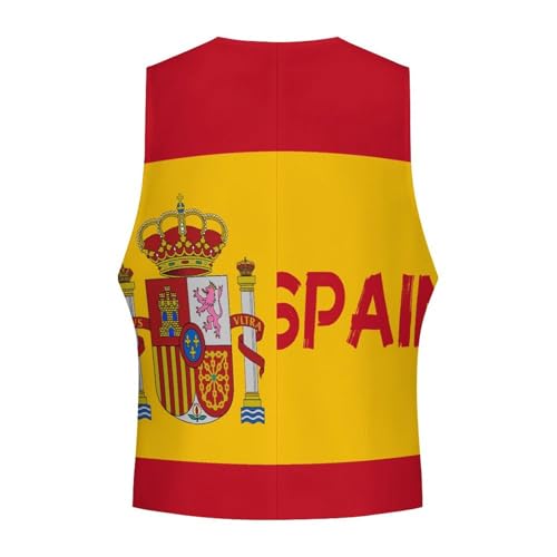 Flag of Spain Spanish Casual Suit Vest for Men Formal Business Dress Regular Fit Waistcoat Tuxedo4