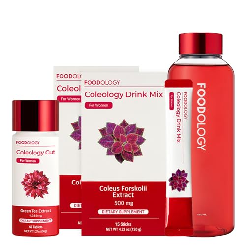 FOODOLOGY Redbottle 1-Month Burning Set/Coleology Drink Mix(2ea) & Coleology Cut(1ea) & Water Bottle(1ea)