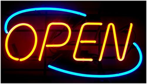 Letreroluz abierta de neón brillante ovalada de cristal real, no LED, color brillante y vivo grande para tienda, bar, cafetería, restaurante,