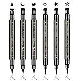 Ownest 6Pcs Eyeliner Stamp, Double-End Eyeliner Stamp Pen, Waterproof Eye Liner Tattoo Makeup-Smiley+Triangle+Heart+Star+Moon+Flower