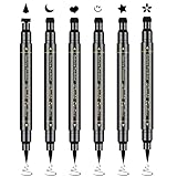 Ownest 6 Pcs Liquid Eyeliner Set,Double-Side Eyeliner Stamp Pen Eyeliner Tattoo Tool Waterproof Smudge-proof Eyeliner Stamp Makeup-Smiley, Triangle,Heart,Star,Moon,Flower