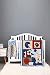 Blue Sport Theme Nursery Crib Bedding Set 3 PCs Baby Boys Girls Comforter,Fitted Sheet, Diaper Hanger Crib Bedding Set