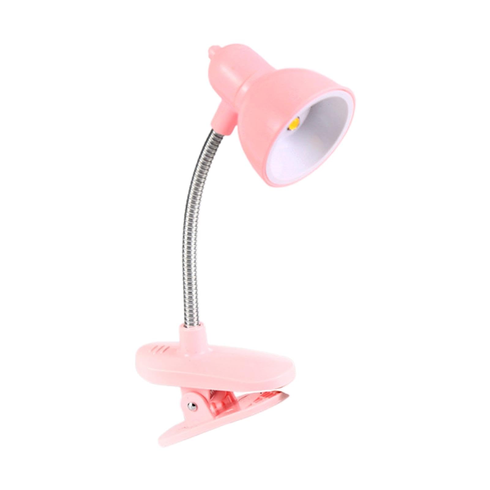 COMFOLIVING Clip On Desk Lamp - Portable Pink Table Lamp with Clamp | Eye Care Reading Light | Modern Feminine Design