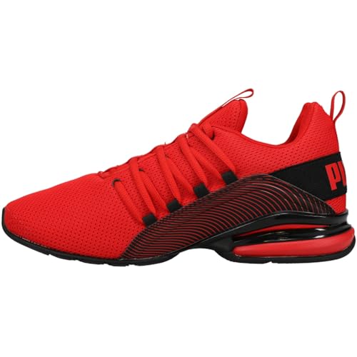 PUMA Puma Men's Axelion Interest Stripe Running Shoe High Risk Red/Puma Black 9.5