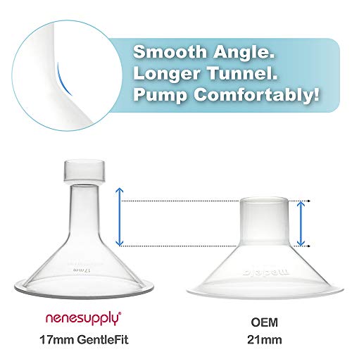 Image of Nenesupply GentleFit Pump Parts 17mm Compatible with Medela Pump in Style Breastpump Not Original Medela Pump Parts Replace Medela Personalfit Connector and Medela Breastshield Valve Membrane Tubing