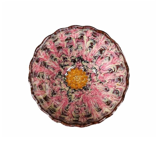 BESTORI Tazas de Té de Cerámica Sin Asa 2025 Taza de Té de Cerámica China Esmaltada A Mano con Caja Diseñada Rosa/Flor Dorada