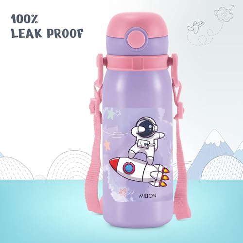 Image of MILTON Torque 650 ISI Certified Stainless Steel Water Bottle, Leak Proof, Rust Proof, Single Walled,1 Yr Warranty, Ideal Sipper Water Bottle for School Kids Bottle, 625 ml, Purple (Astronaut)